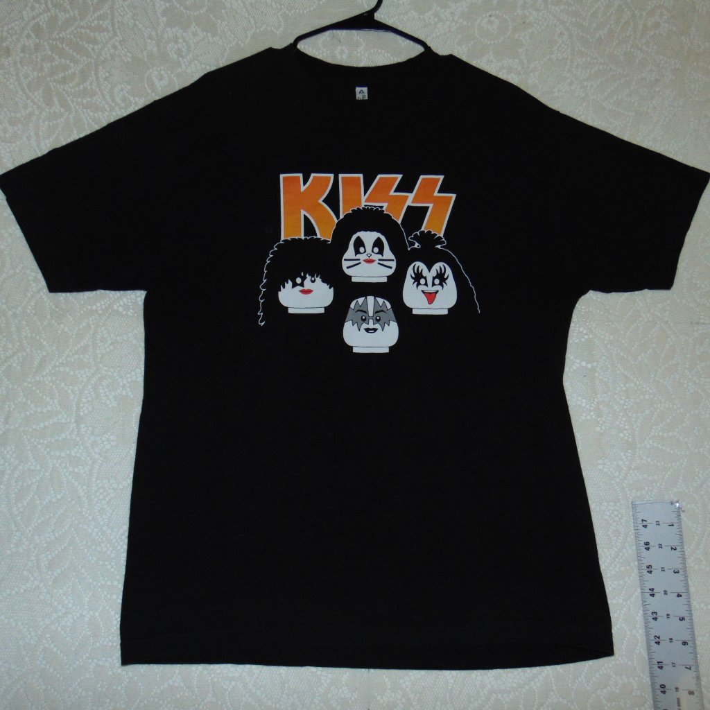 Kiss X Mini Lego Four Faces T-Shirt Men's Size L Rock Band Graphic T-Shirt Tee